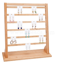 6-Tier Rectangle Wood Slant Back Earring Display Stands, Tabletop Jewelry Organizer Holder for Earrings Storage, BurlyWood, 40x11.5x42.5cm(EDIS-WH0029-99)