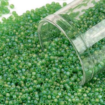 TOHO Round Seed Beads, Japanese Seed Beads, (167F) Transparent AB Frost Peridot, 15/0, 1.5mm, Hole: 0.7mm, about 15000pcs/50g