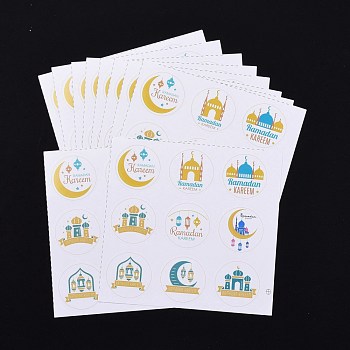 Lesser Bairam Theme Paper Stickers, Self Adhesive Round Sticker Labels, for Envelopes, Bubble Mailers and Bags, Sheep Pattern, 13.1~13.3x13.1~13.3cm, 9pcs/sheet, 10 sheets/set, 90pcs/set