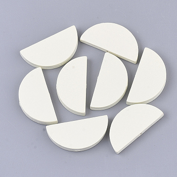 Spray Painted Natural Wood Beads, Half Round, White, 10x20x4~5mm, Hole: 1.4mm