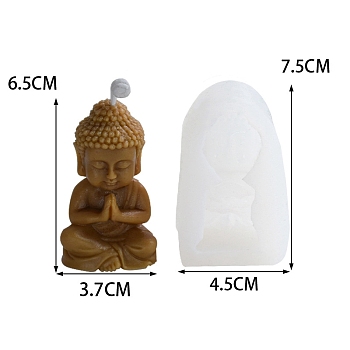 DIY Silicone Candle Molds, Resin Casting Molds, For UV Resin, Epoxy Resin Jewelry Making, Buddha Statue, White, 7.5x4.5cm