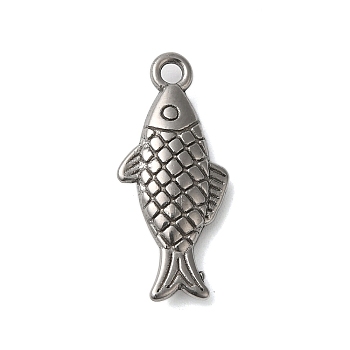 Non-Tarnish 304 Stainless Steel Pendants, Fish Charms, Stainless Steel Color, 20x9x3mm, Hole: 1.6mm