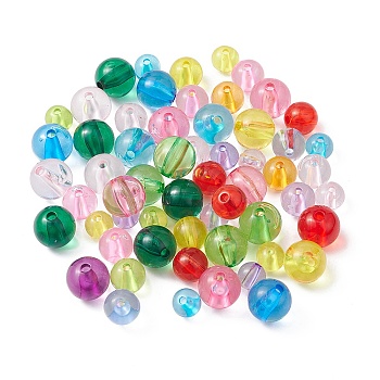 Transparent Acrylic Beads, Round, Mixed Color, 8~12x7~11mm, Hole: 2~2.5mm, 182pcs/bag