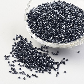 12/0 Grade A Round Glass Seed Beads, Iris Round Beads, Gunmetal Plated, 2x1.5mm, Hole: 0.5mm, about 5000pcs/50g