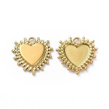 Ion Plating(IP) 304 Stainless Steel Pendants, Heart Charm, Golden, 20.5x20x2.5mm, Hole: 2.5mm