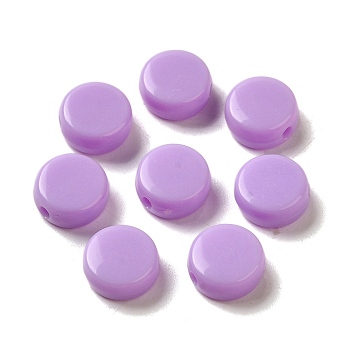 Opaque Acrylic Beads, Flat Round, Lilac, 10x5mm, Hole: 1.8mm, about 1500pcs/500g