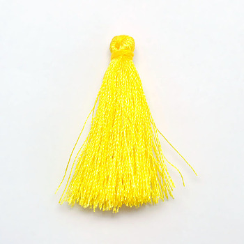Polyester Tassel Pendant Decorations, Yellow, 37~43x5mm, about 200pcs/bag