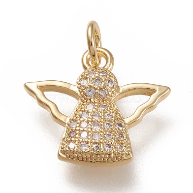 Real 18K Gold Plated Clear Angel & Fairy Brass+Cubic Zirconia Pendants