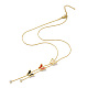 Colorful Natural Shell Butterfly & Crystal Rhinestone Pendant Lariat Necklace(NJEW-M199-04G)-1