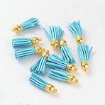Suede Tassels, with CCB Plastic Findings, Nice for DIY Earring or Cell Phone Straps Making, Light Sky Blue, 38x10mm, Hole: 2mm(X-DJEW-M004-02)