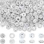 260Pcs 5 Styles Pave Disco Ball Beads, Handmade Polymer Clay Rhinestone Beads, Round & Flat Round, Crystal, 10~12mm, Hole: 1.5~2.5mm(RB-SC0001-21)