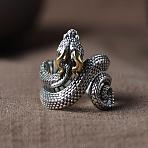 Alloy Finger Rings for Men, Snake, Antique Silver, Inner Diameter: 15~20mm(FS-WGD8E68-01)