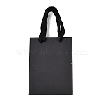 Paper Gift Tote Bags with Ribbon Handles, for Wedding Birthday Baby Shower, Recycled Bags, Rectangle, Black, 12x5.8x16cm(ABAG-K004-04A)
