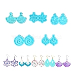 Mixed Shapes DIY Pendant Silicone Molds, Resin Casting Molds, for DIY UV Resin, Epoxy Resin Jewelry Making, Light Sky Blue, 43~45x62~78x4~5mm, 5pcs/set(DIY-TAC0012-26)
