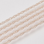 Soldered Brass Covered Iron Rope Chains, with Spool, Rose Gold, 3x2.5x0.3mm, about 328.08 Feet(100m)/roll(CH-S125-07B-RG)