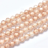 Cubic Zirconia Bead Strands, Round, Faceted, PeachPuff, 2mm, Hole: 0.2mm, about 14.96 inch(38cm), 184pcs/strand(G-I224-A03)