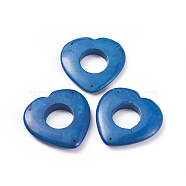 Natural Howlite Chandelier Components Links, Dyed, Heart, Blue, 39~39.5x39~39.5x7mm, Hole: 0.7~0.8mm(G-G782-01)
