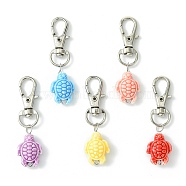 Ocean Themed Tortoise Handmade Porcelain Pendant Decorations, with Alloy Swivel Clasps, Mixed Color, 53mm(HJEW-JM01698)