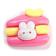 Rabbit Theme Opaque Resin Decoden Cabochons, Hot Pink, Food, 19x21.5x9mm(RESI-C042-01F)