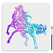 US 1Pc PET Hollow Out Drawing Painting Stencils, with 1Pc Art Paint Brushes, for DIY Scrapbook, Photo Album, Horse, Painting Stencils: 300x300mm(DIY-MA0003-32C)