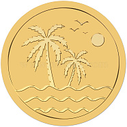 Self Adhesive Gold Foil Embossed Stickers, Medal Decoration Sticker, Coconut Tree, 5x5cm(DIY-WH0575-059)