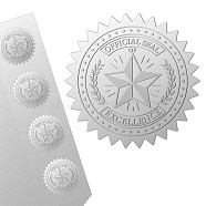 Custom Round Silver Foil Embossed Picture Stickers, Self Adhesive Award Certificate Seals, Metallic Stamp Seal Stickers, Star, 5cm, 25sheet/set, 4pcs/sheet.(DIY-WH0503-005)