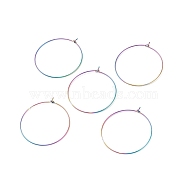 Ion Plating(IP) 316 Surgical Stainless Steel Hoop Earrings Findings, Wine Glass Charms Findings, Rainbow Color, 39x35x0.7mm, 21 Gauge(STAS-F149-32M-B)