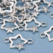 Alloy Links, Cadmium Free & Nickel Free & Lead Free, Star, Antique Silver, 18.5x12.5x2.5mm, Hole: 2mm(PALLOY-A19924-AS-FF)