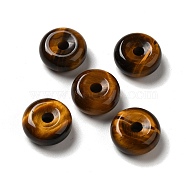 Natural Tiger Eye European Pendants, Donut/Pi Disc Charms, Large Hole Pendants, 16~17x6~7mm, Hole: 3~3.5mm(G-M397-01G)