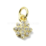 Brass Micro Pave Clear Cubic Zirconia Charms, Snowflake, 9.5x7x2mm, Hole: 3mm(KK-H475-59G-07)