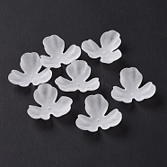 3-Petal Transparent Acrylic Bead Caps, Frosted, Flower, WhiteSmoke, 25.5x26.5x7mm, Hole: 1.5mm, about 657pcs/500g(OACR-A017-11)
