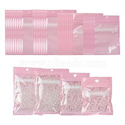 40Pcs 4 Styles Plastic Packaging Zip Lock Bags, with Clear Window, Top Self Seal Pouches, Rectangle, Pink, 9~15x7~10.5x0.15cm, 10pcs/style(OPP-FS0001-04)