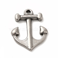 304 Stainless Steel Pendants, Anchor, Stainless Steel Color, 23x19x3mm, Hole: 1.6mm(STAS-P322-14A-P)