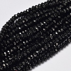 Faceted Rondelle Natural Black Spinel Bead Strands, 5~5.5x3mm, Hole: 1mm, about 105pcs/strand, 15.5 inch(G-F289-42C)