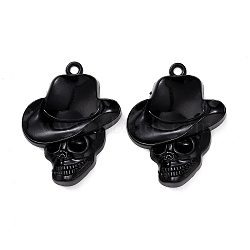 Alloy Pendants, Skull with Hat, Electrophoresis Black, 44x34.5x6mm, Hole: 3mm(X-FIND-K007-05EB)