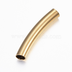 304 Stainless Steel Tube Beads, Curved Tube Noodle Beads, Curved Tube, Real 24K Gold Plated, 39.5x7x6.5mm, Hole: 5.5x6mm(STAS-P166-24G)