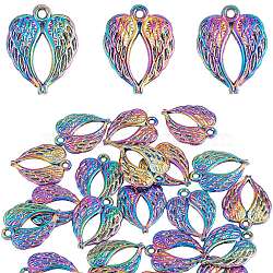 25Pcs Alloy Pendants, Cadmium Free & Lead Free, Wing, Rainbow Color, 21.5x17x2mm, Hole: 1.8mm(FIND-SZ0003-27)