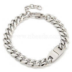 Non-Tarnish 304 Stainless Steel Cuban Link Chain Oval Link Bracelets for Women, Stainless Steel Color, 7-1/2 inch(19cm)(BJEW-G717-17P)