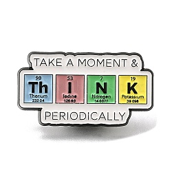 Chemistry Theme Safety Take-a-Moment-and-THINK-Periodically Enamel Pins, Black Alloy Badge for Suit Shirt Collar, Word, Colorful, 16.5x30.5x1.5mm(JEWB-L016-02EB-01)