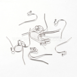 Brass Earring Hooks, Nickel Free, Real Platinum Plated, 21x2mm(X-KK-R037-13P)
