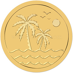 Self Adhesive Gold Foil Embossed Stickers, Medal Decoration Sticker, Coconut Tree, 5x5cm(DIY-WH0575-059)