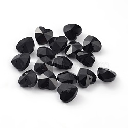 Romantic Valentines Ideas Glass Charms, Faceted Heart Charm, Black, 10x10x5mm, Hole: 1mm(X-G030V10mm-11)