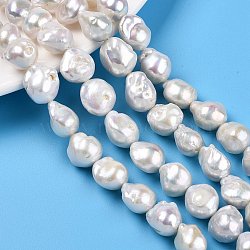 Natural Baroque Pearl Keshi Pearl Beads Strands, Cultured Freshwater Pearl, Nuggets, Seashell Color, 12~19x11~16x10~13mm, Hole: 0.5mm, about 28~29pcs/strand, 15.92~15.94''(39.8~40.5cm)(PEAR-S019-05C-01)