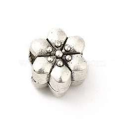Tibetan Style Alloy European Beads, Large Hole Beads, Flower, Antique Silver, 10.5x9x8mm, Hole: 5mm, about 268pcs/500g(PALLOY-P293-135AS)