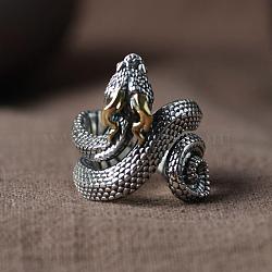 Alloy Finger Rings for Men, Snake, Antique Silver, Inner Diameter: 15~20mm(FS-WGD8E68-01)