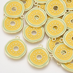 Alloy Enamel Pendants, Light Gold, Lemon Slice, Gold, 23x20x2mm, Hole: 1.6mm(ENAM-N051-03A)