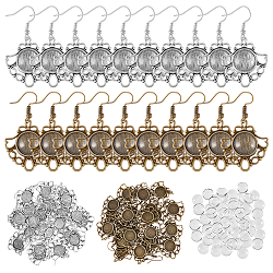 DIY Blank Dome Earring Making Kit, Including Alloy Fan Earring Hooks, Glass Cabochons, Antique Bronze & Antique Silver, 108Pcs/box(DIY-DC0001-94)