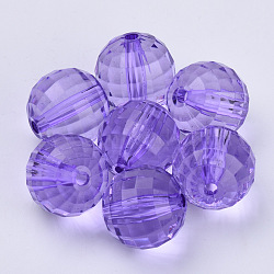 Transparent Acrylic Beads, Faceted, Round, Blue Violet, 12x12mm, Hole: 1.9mm, about 496pcs/500g(TACR-Q254-12mm-V50)