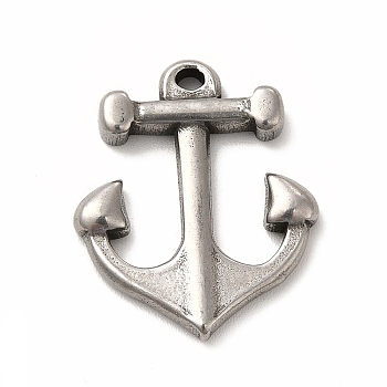 304 Stainless Steel Pendants, Anchor, Stainless Steel Color, 23x19x3mm, Hole: 1.6mm