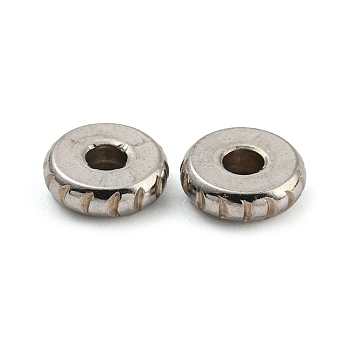304 Stainless Steel Beads, Flat Round, Stainless Steel Color, 6x2mm, Hole: 2mm